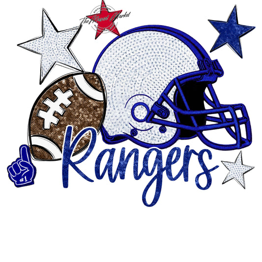 Rangers Football Embroidered Sequins Design-Blue