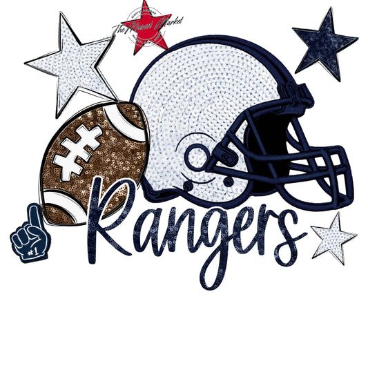 Rangers Football Embroidered Sequins Design-Navy