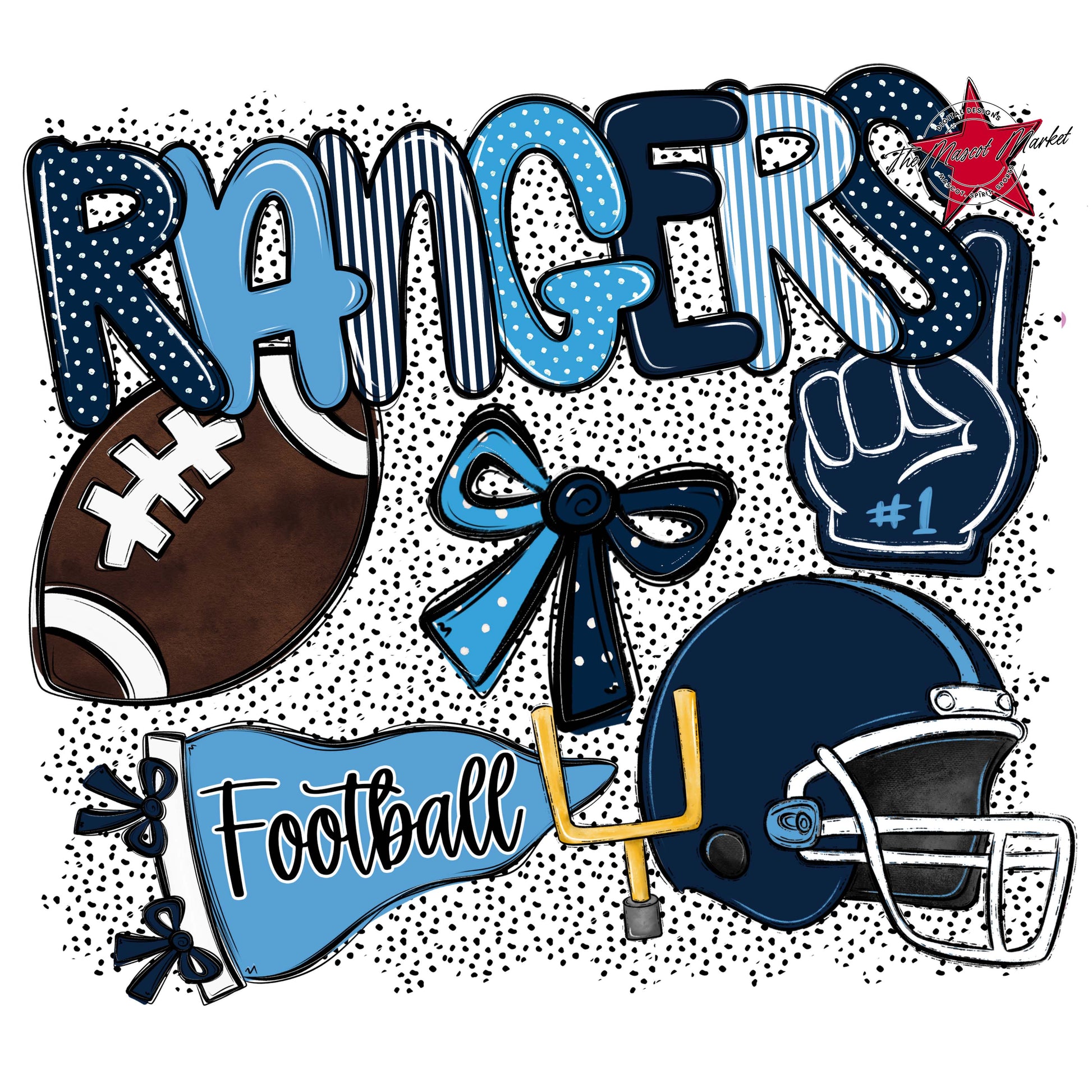 Rangers Football Spirit-Navy & Carolina Blue