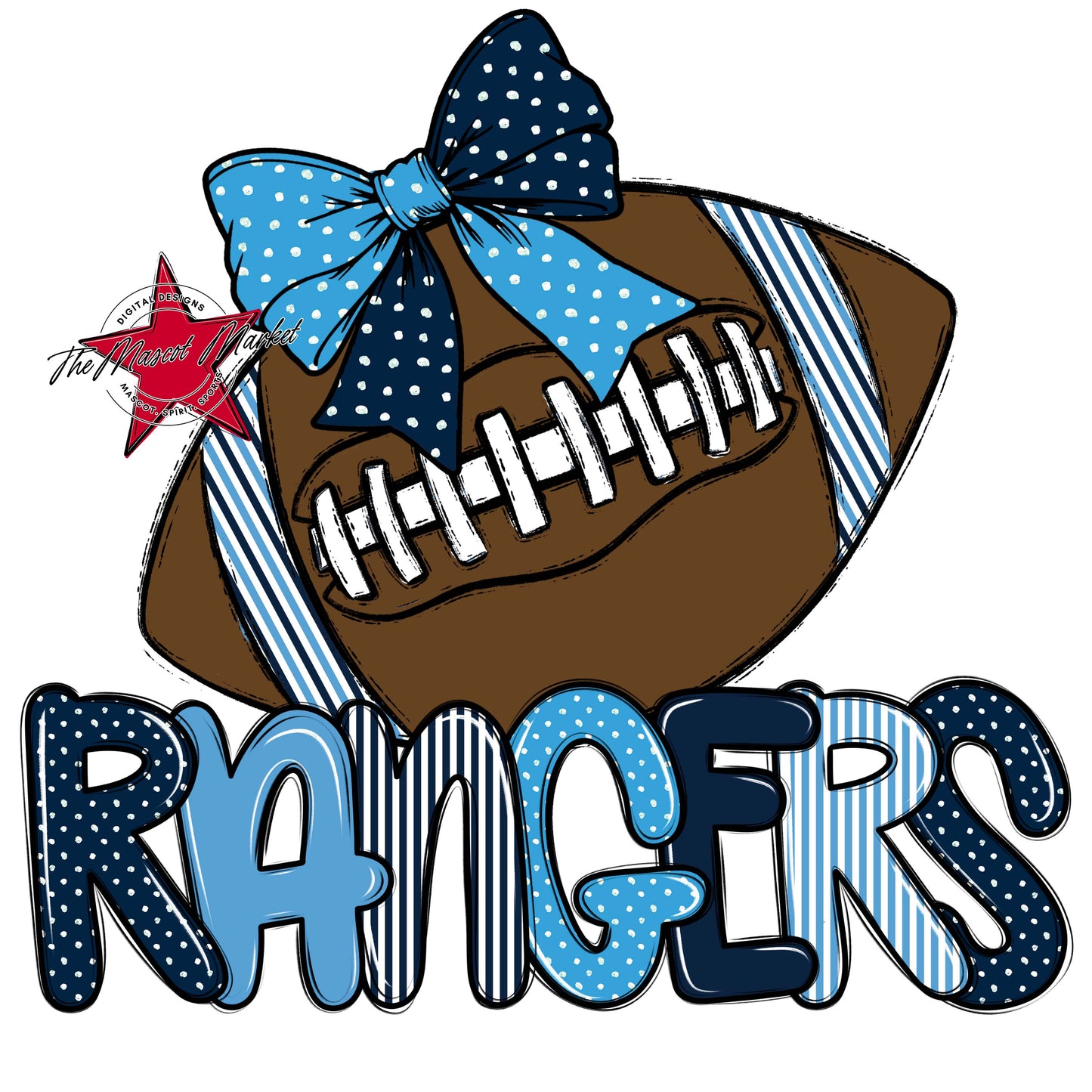 Rangers Football Spirit Design-Navy & Carolina Blue