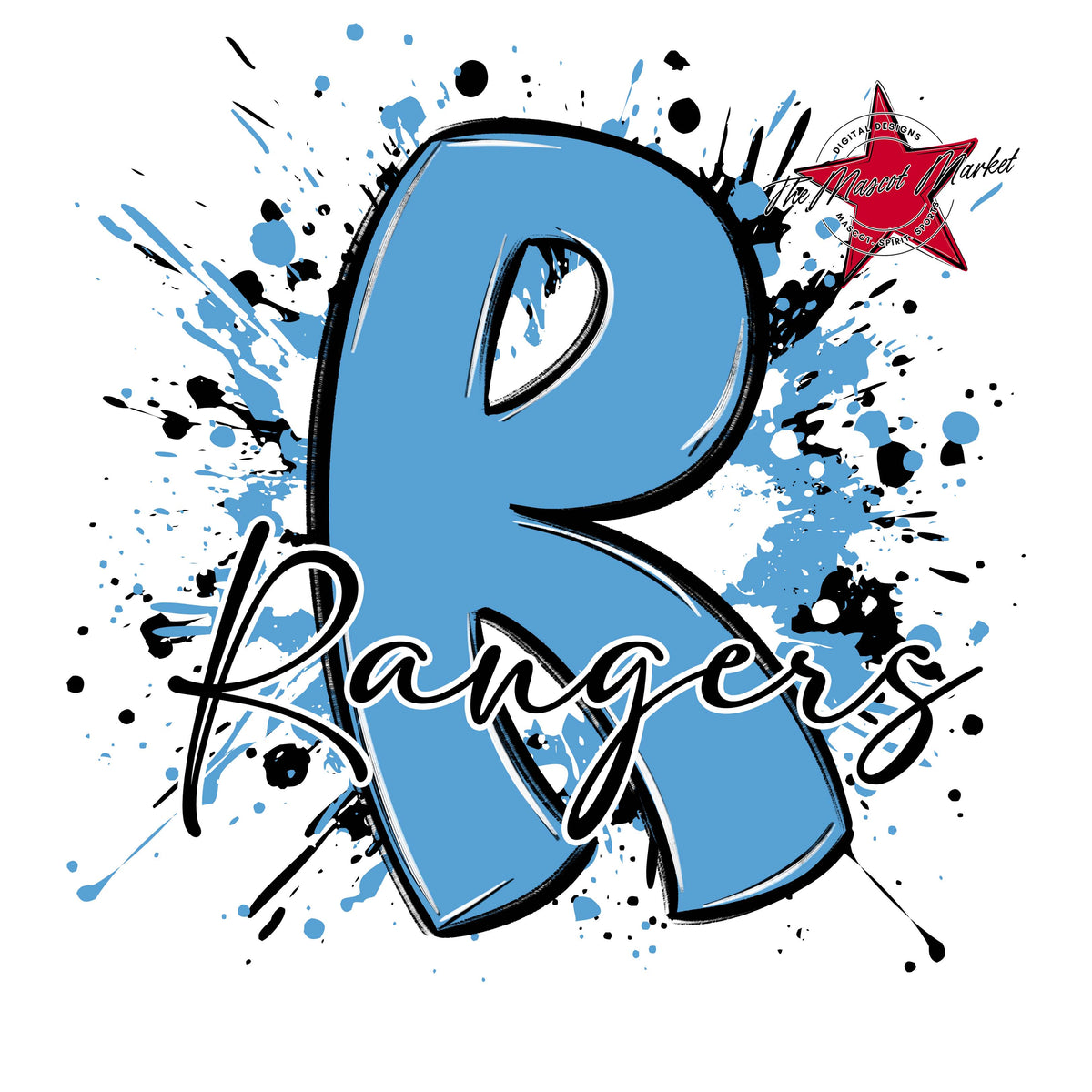 Rangers Mascot Splatter-Carolina Blue