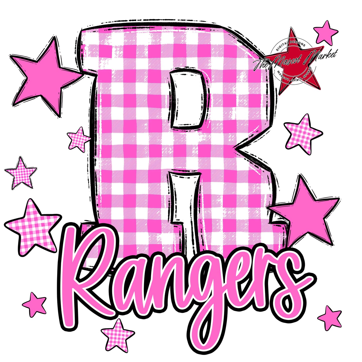 Rangers Plaid Star Design-Baby Pink