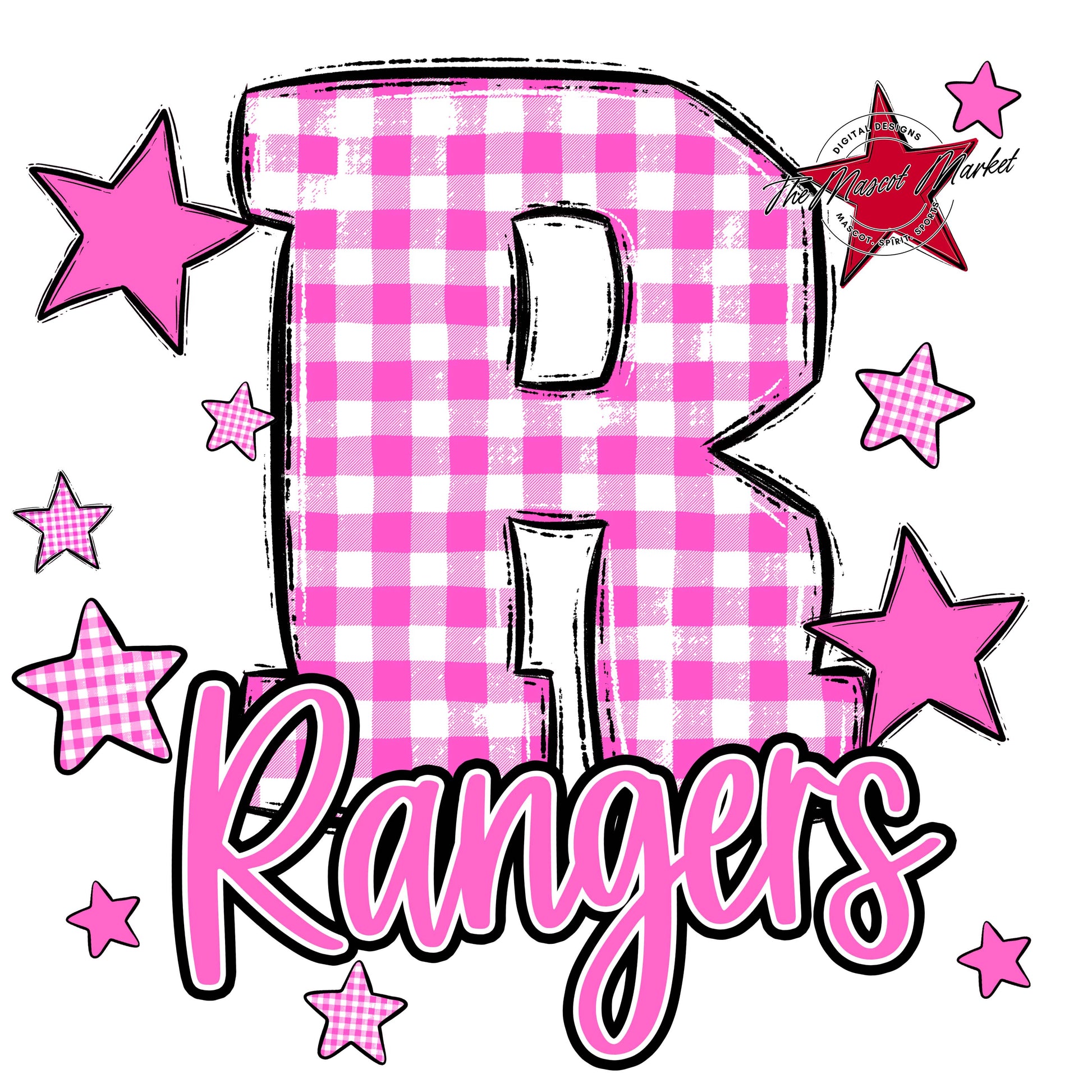Rangers Plaid Star Design-Baby Pink