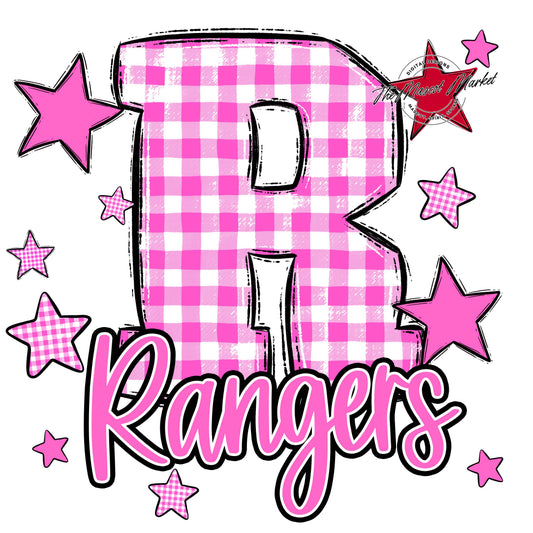 Rangers Plaid Star Design-Baby Pink