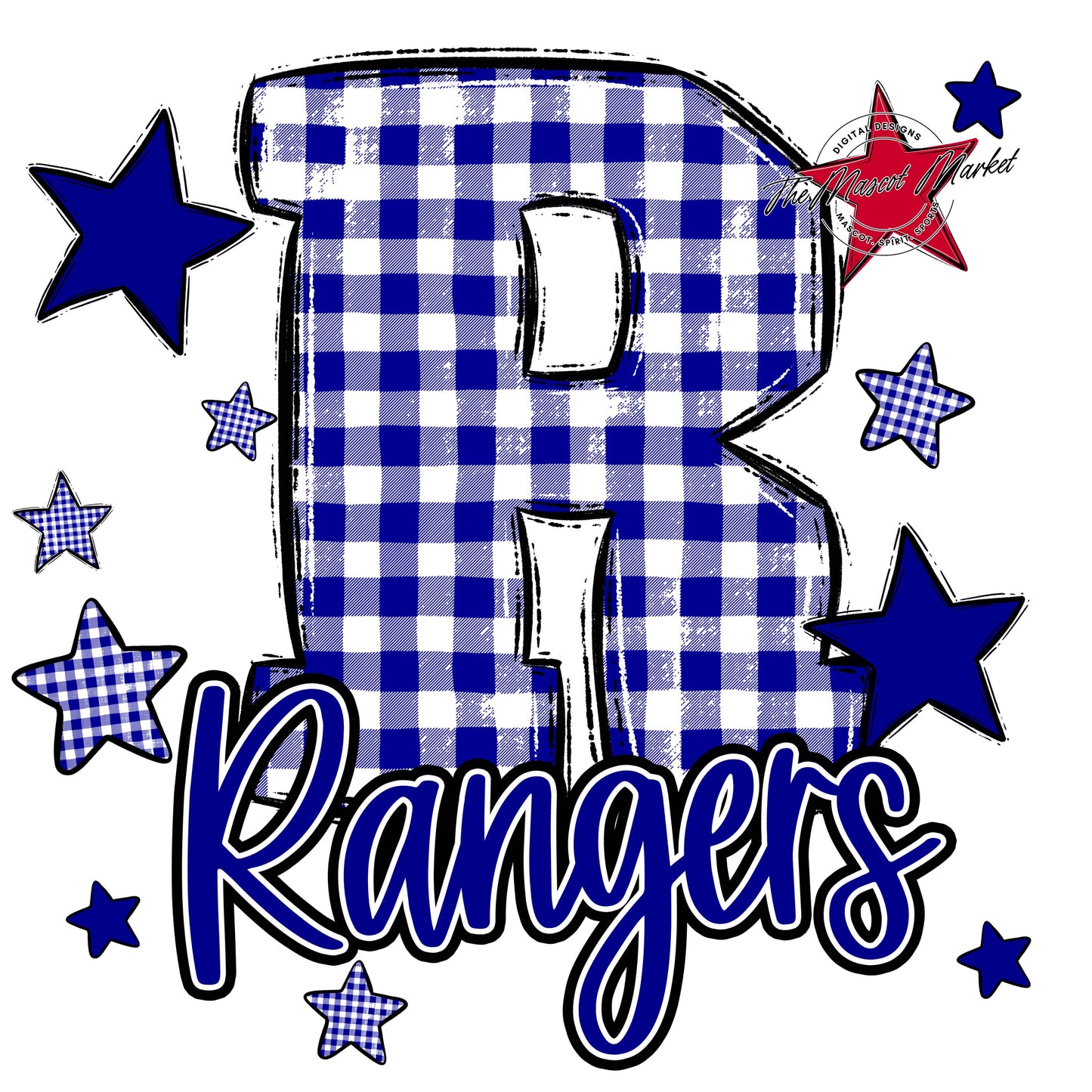 Rangers Plaid Star Design-Blue