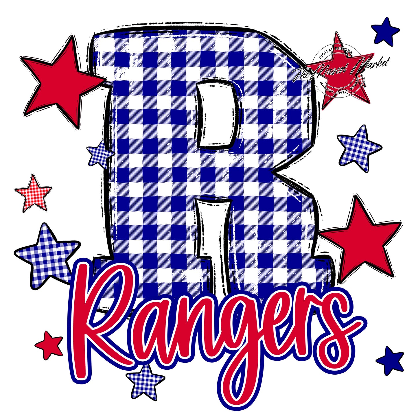 Rangers Plaid Star Design-Blue & Red