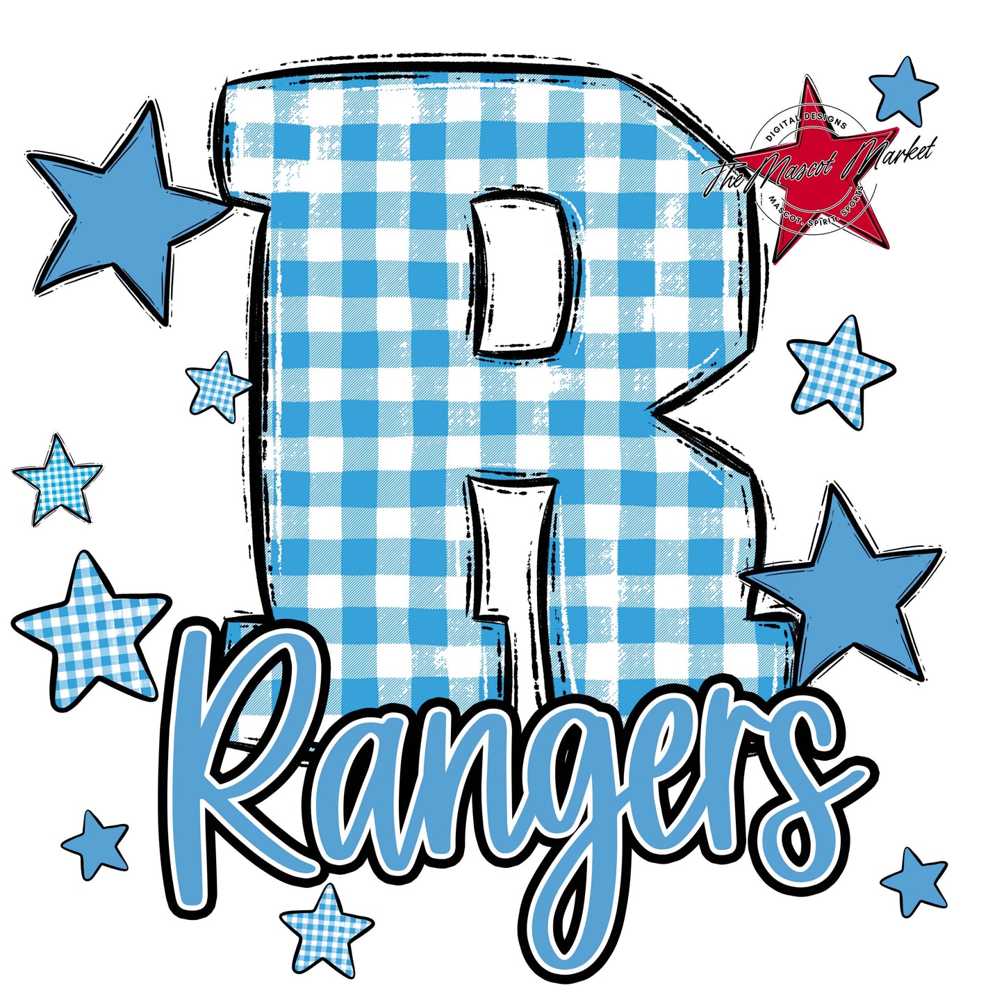 Rangers Plaid Star Design-Carolina Blue