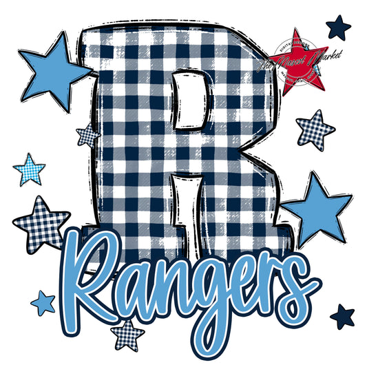 Rangers Plaid Star Design-Navy & Carolina Blue