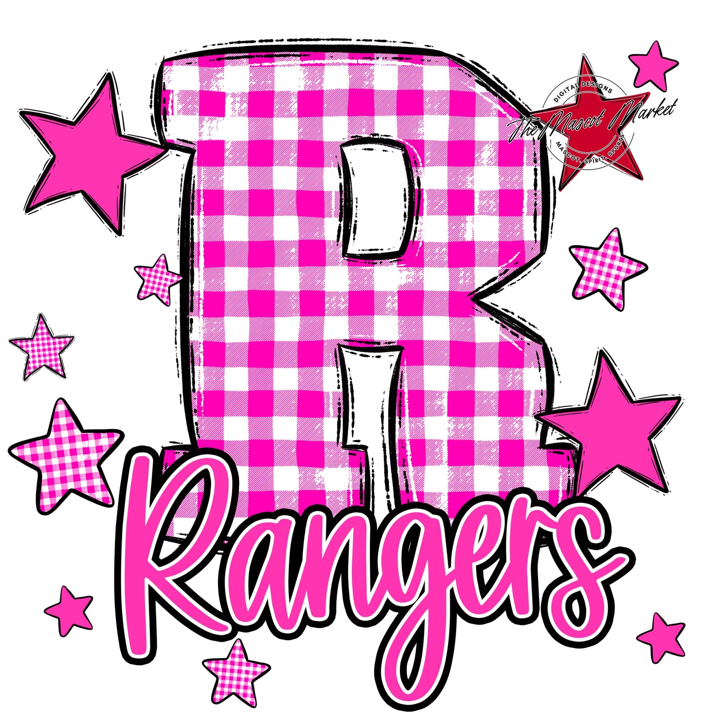 Rangers Plaid Star Design-Pink