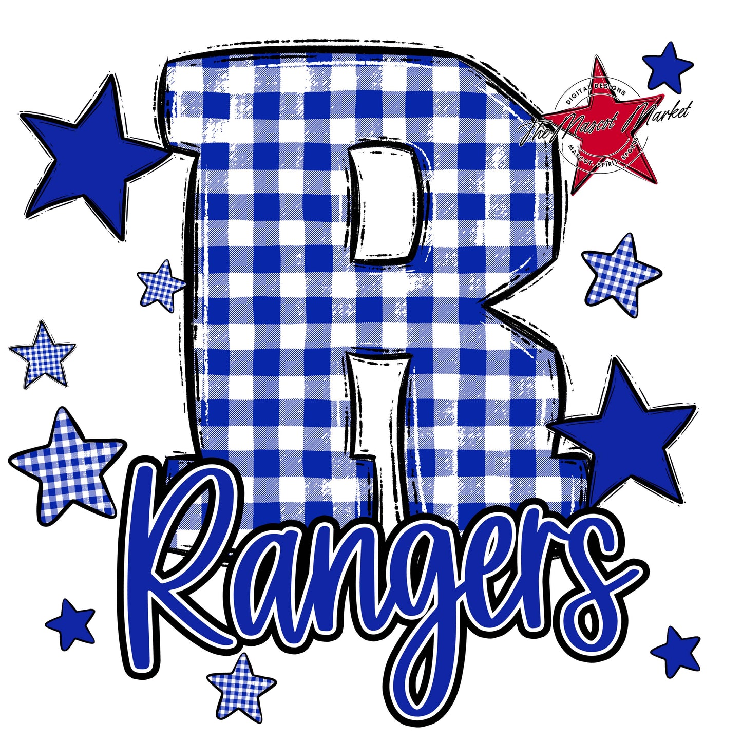 Rangers Plaid Star Design-Royal Blue