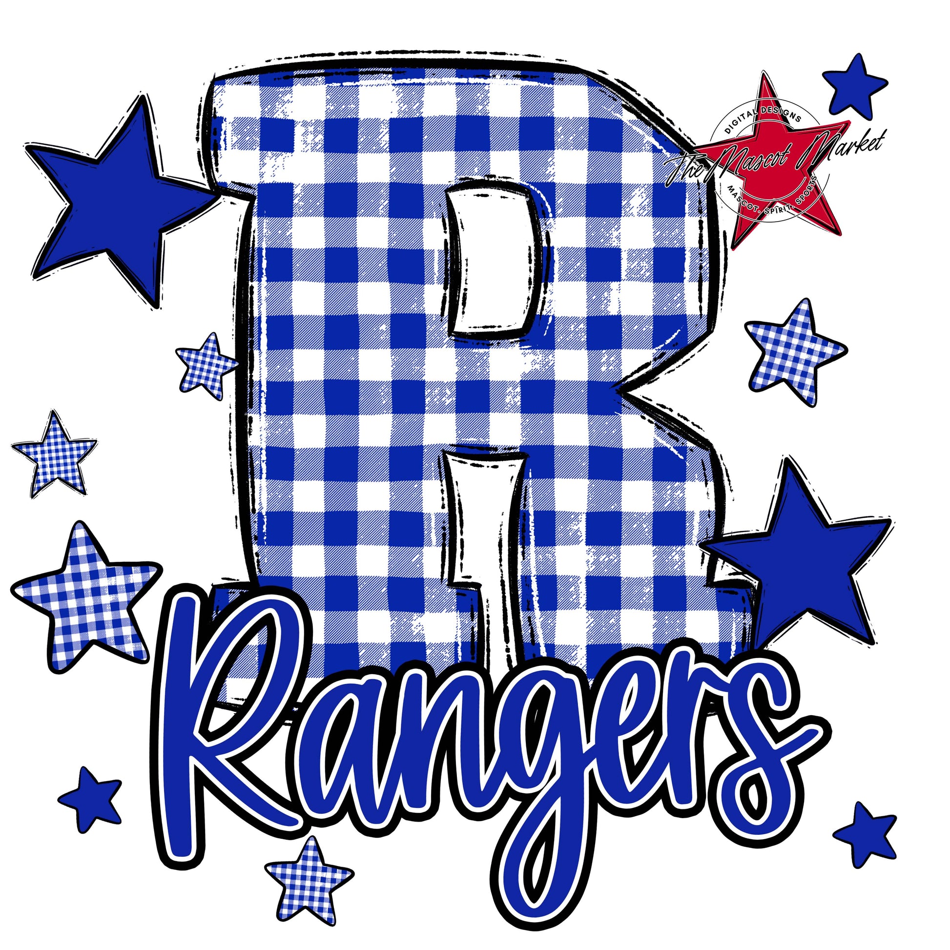 Rangers Plaid Star Design-Royal Blue