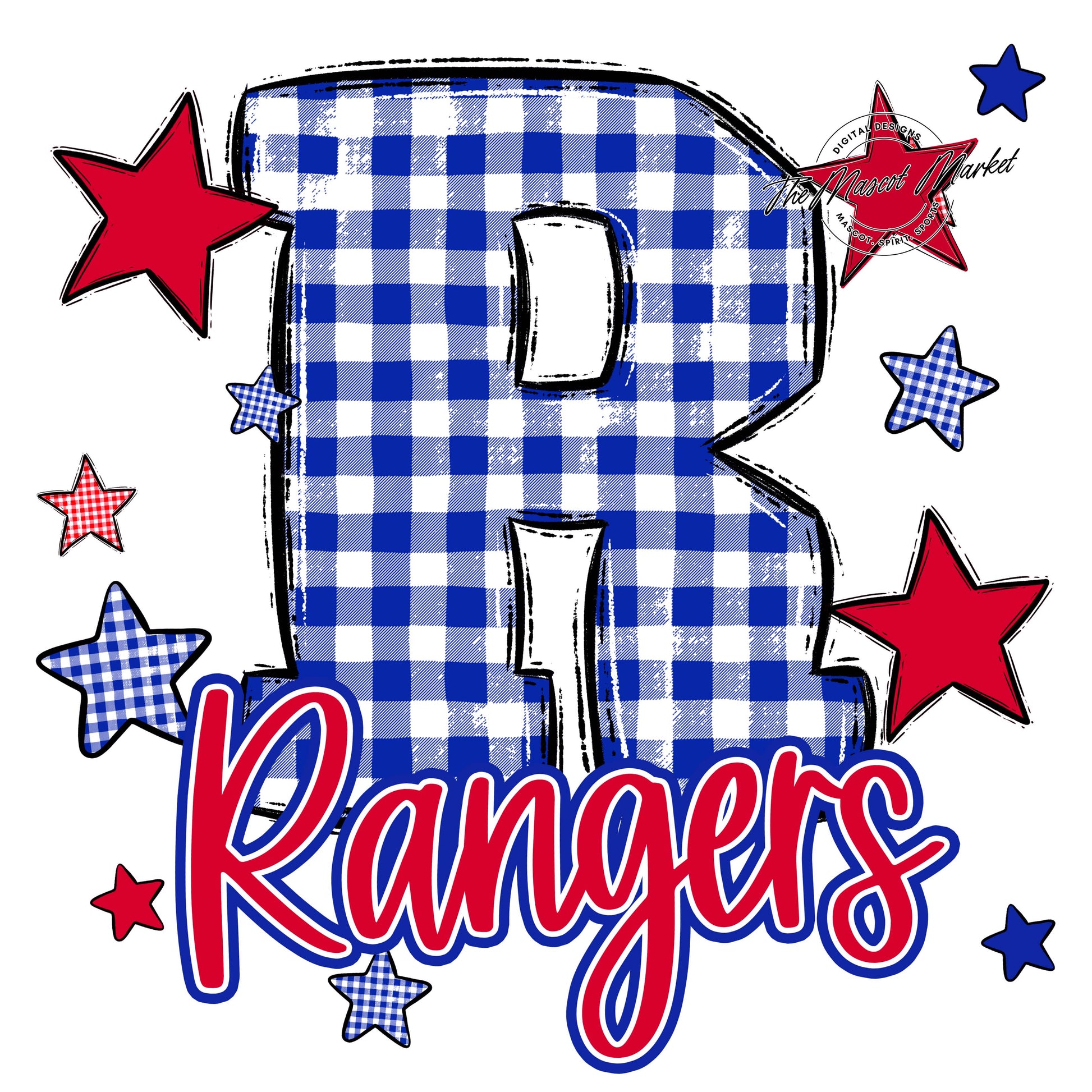 Rangers Plaid Star Design-Royal Blue & Red