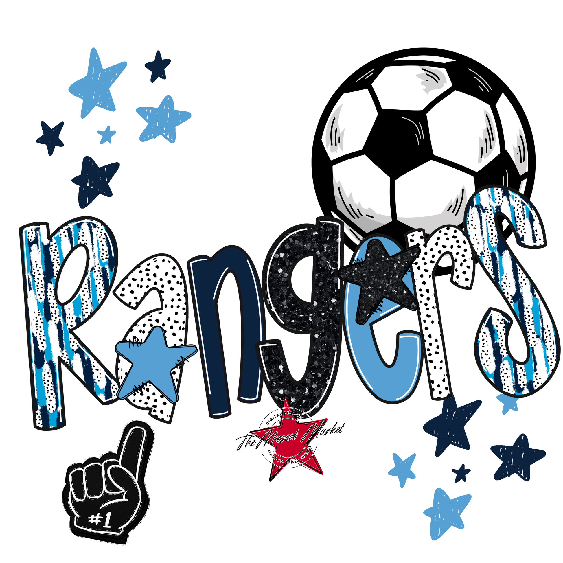 Rangers Soccer Scrape-Navy-Carolina Blue