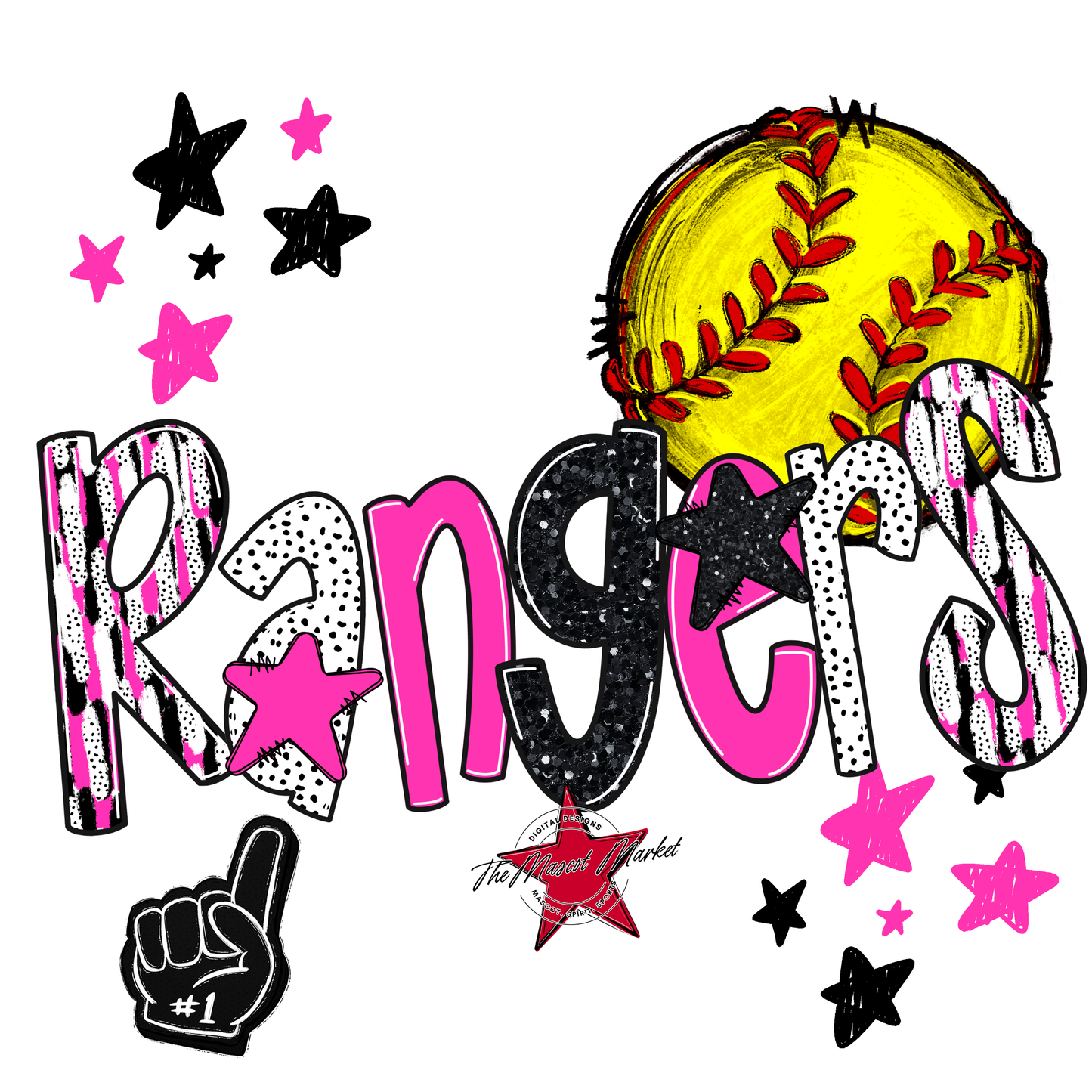 Rangers Softball Scrape-Pink