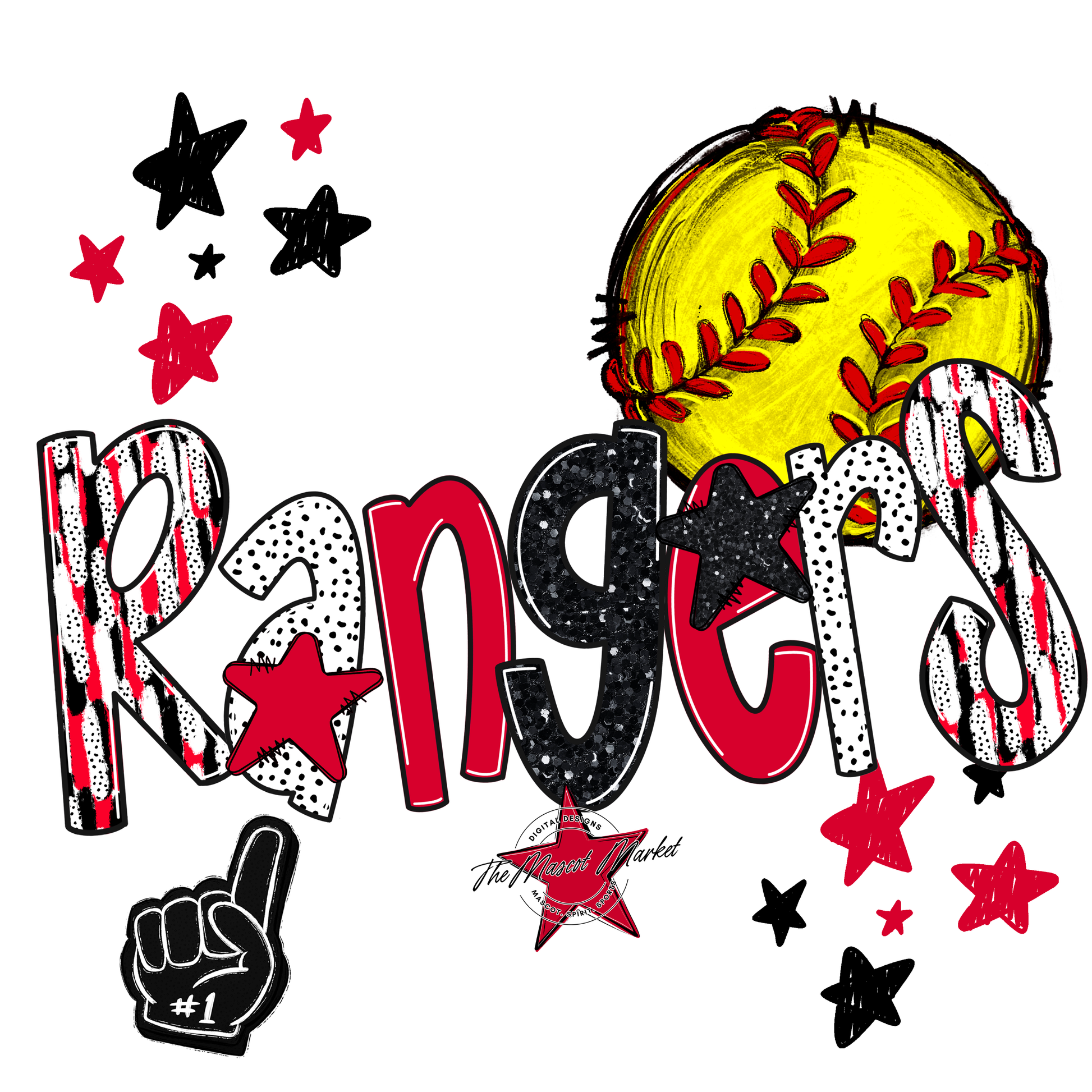 Rangers Softball Scrape-Red