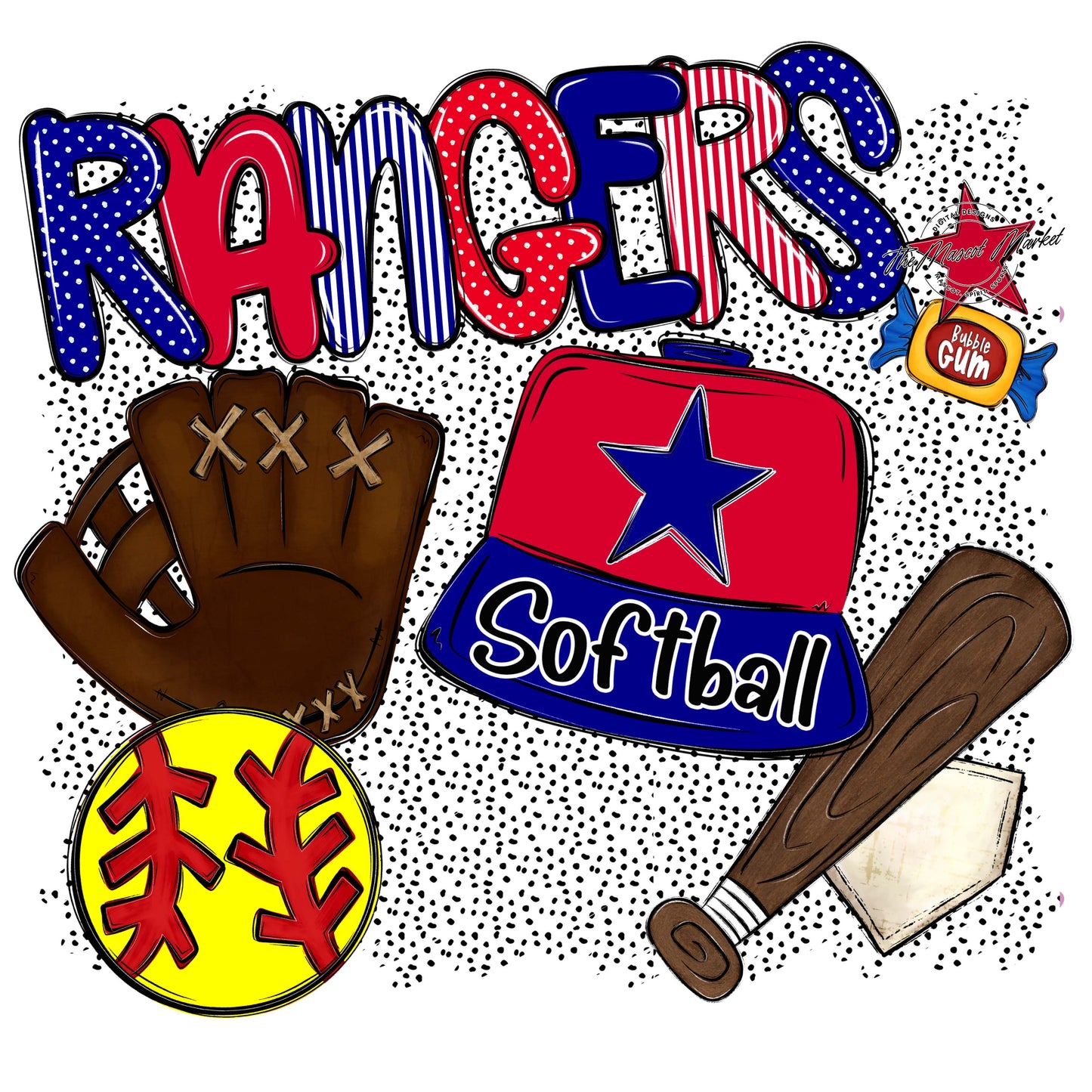 Rangers Softball Spirit-Blue & Red