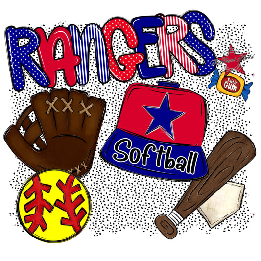 Rangers Softball Spirit-Blue & Red