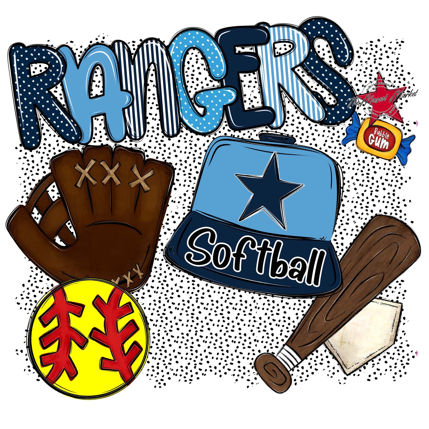 Rangers Softball Spirit-Navy & Carolina Blue
