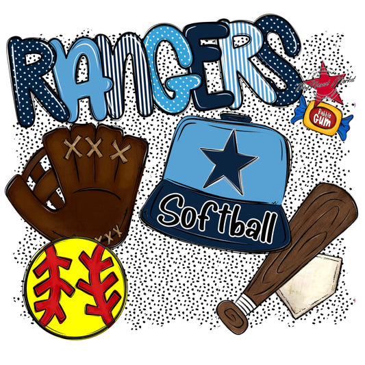 Rangers Softball Spirit-Navy & Carolina Blue