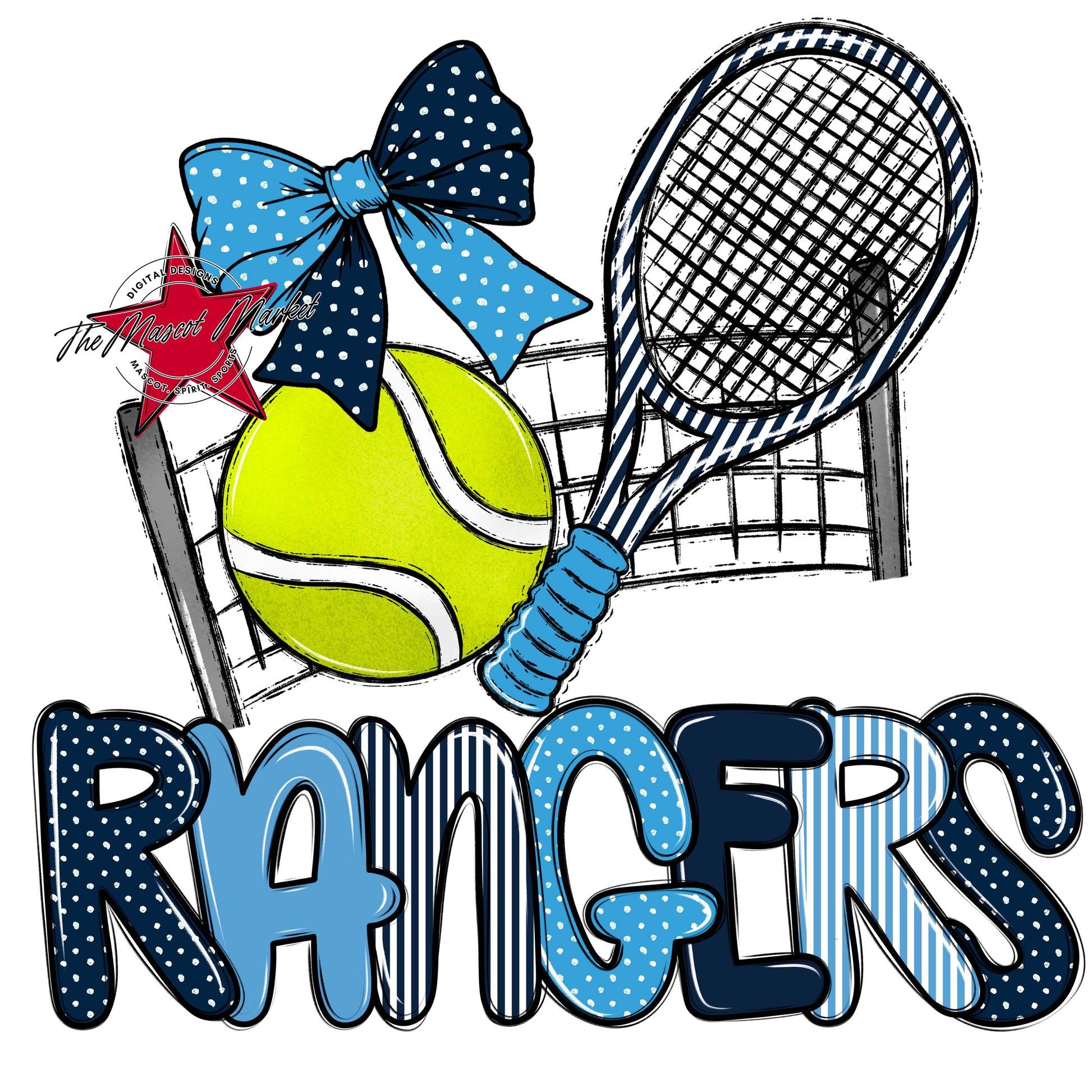 Rangers Tennis Spirit Design-Navy & Carolina Blue