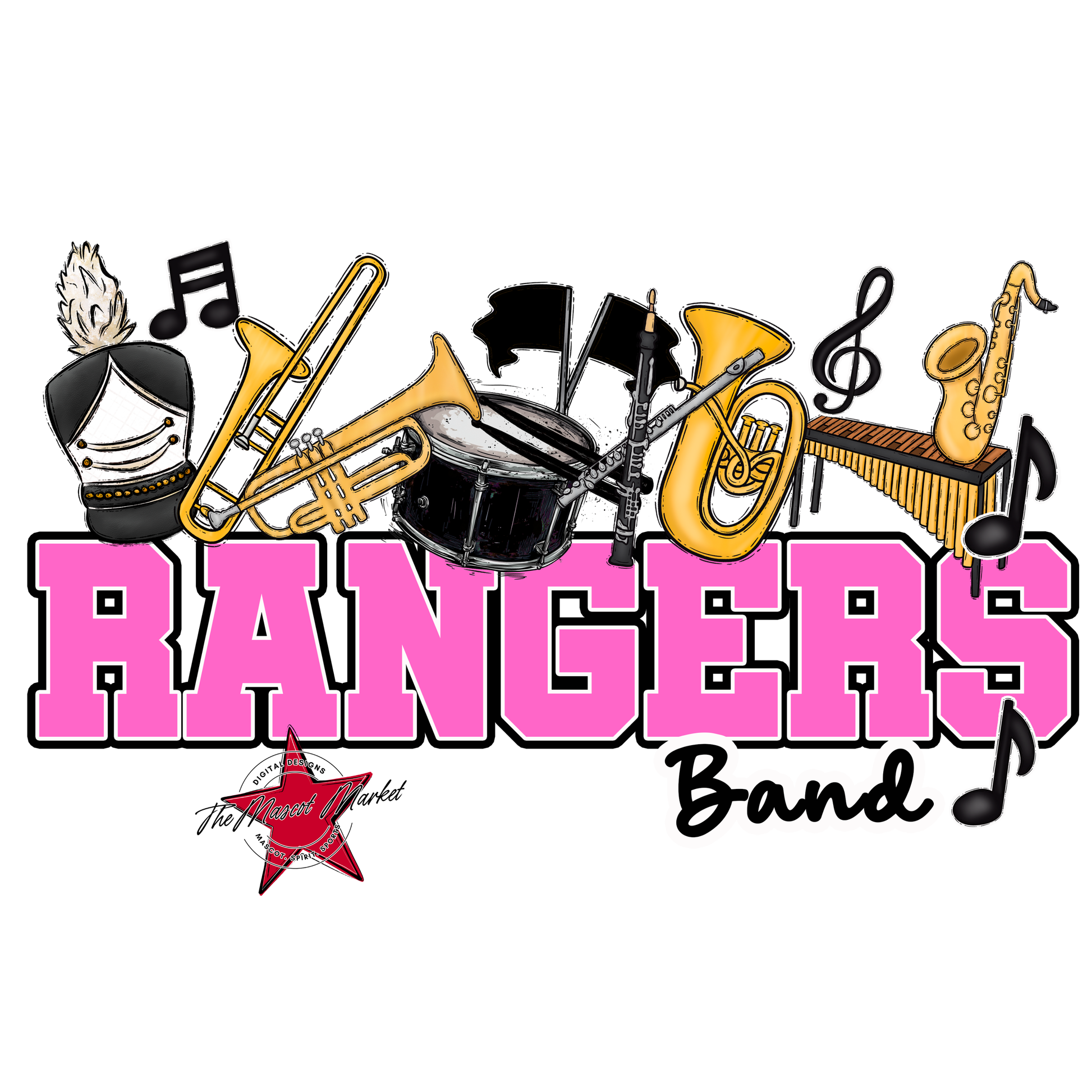 Rangers Varsity Band-Baby Pink