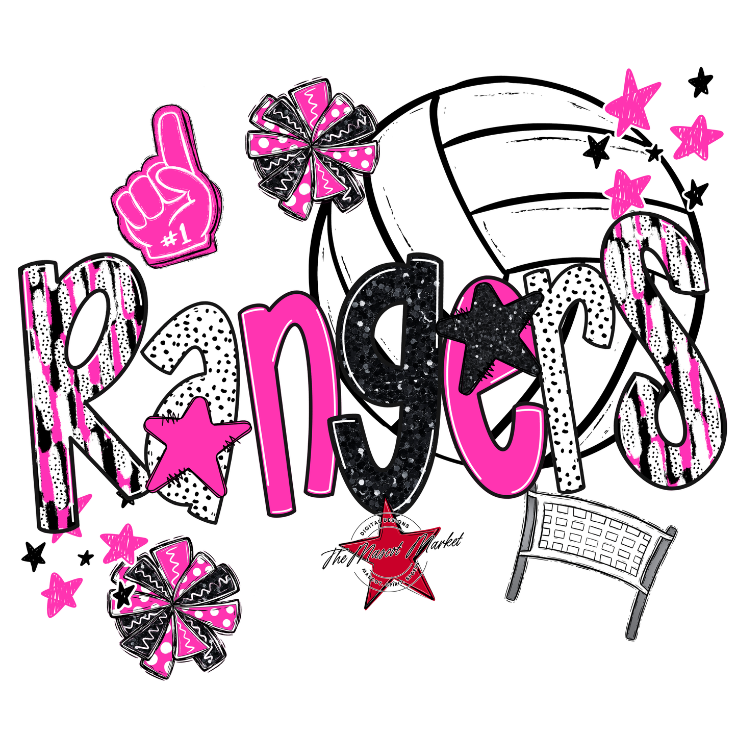 Rangers Volleyball Scrape-Pink
