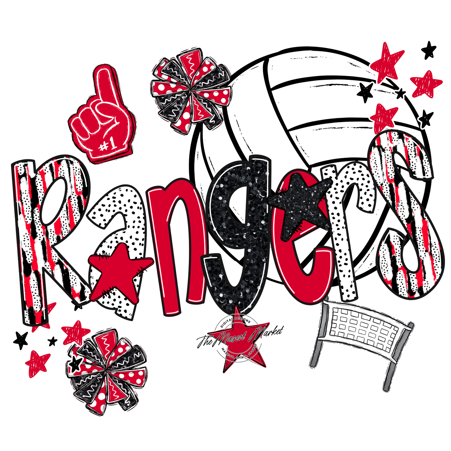 Rangers Volleyball Scrape-Red