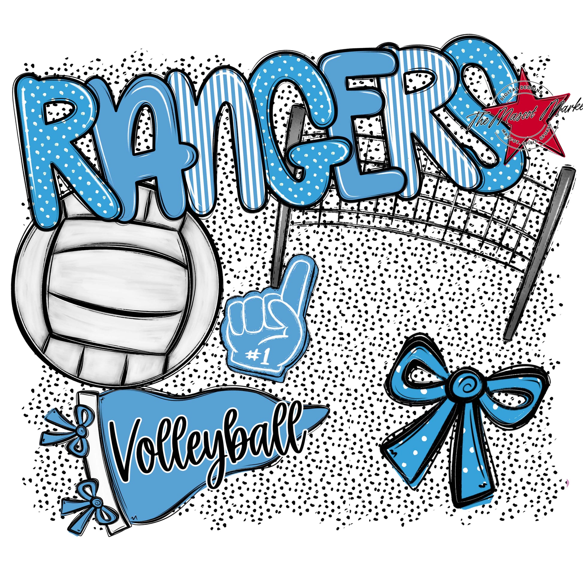 Rangers Volleyball Spirit-Carolina Blue