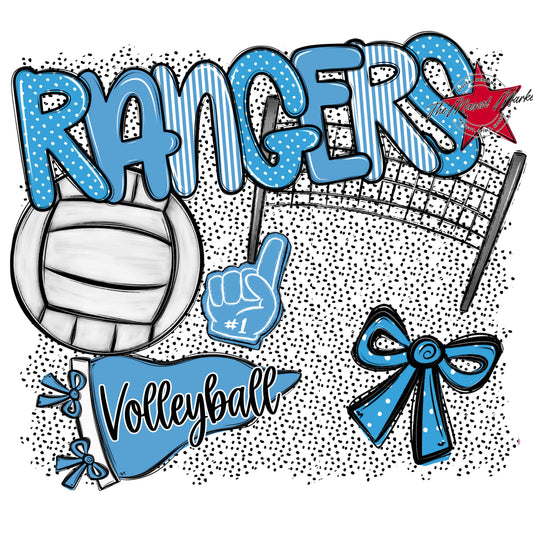 Rangers Volleyball Spirit-Carolina Blue