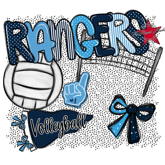 Rangers Volleyball Spirit-Navy & Carolina Blue