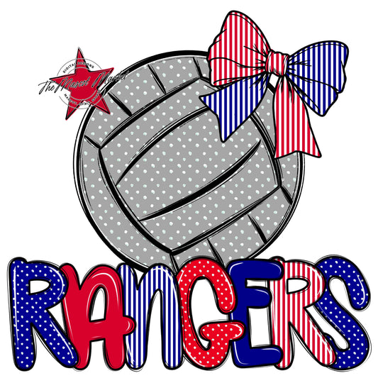 Rangers Volleyball Spirit Design-Blue & Red