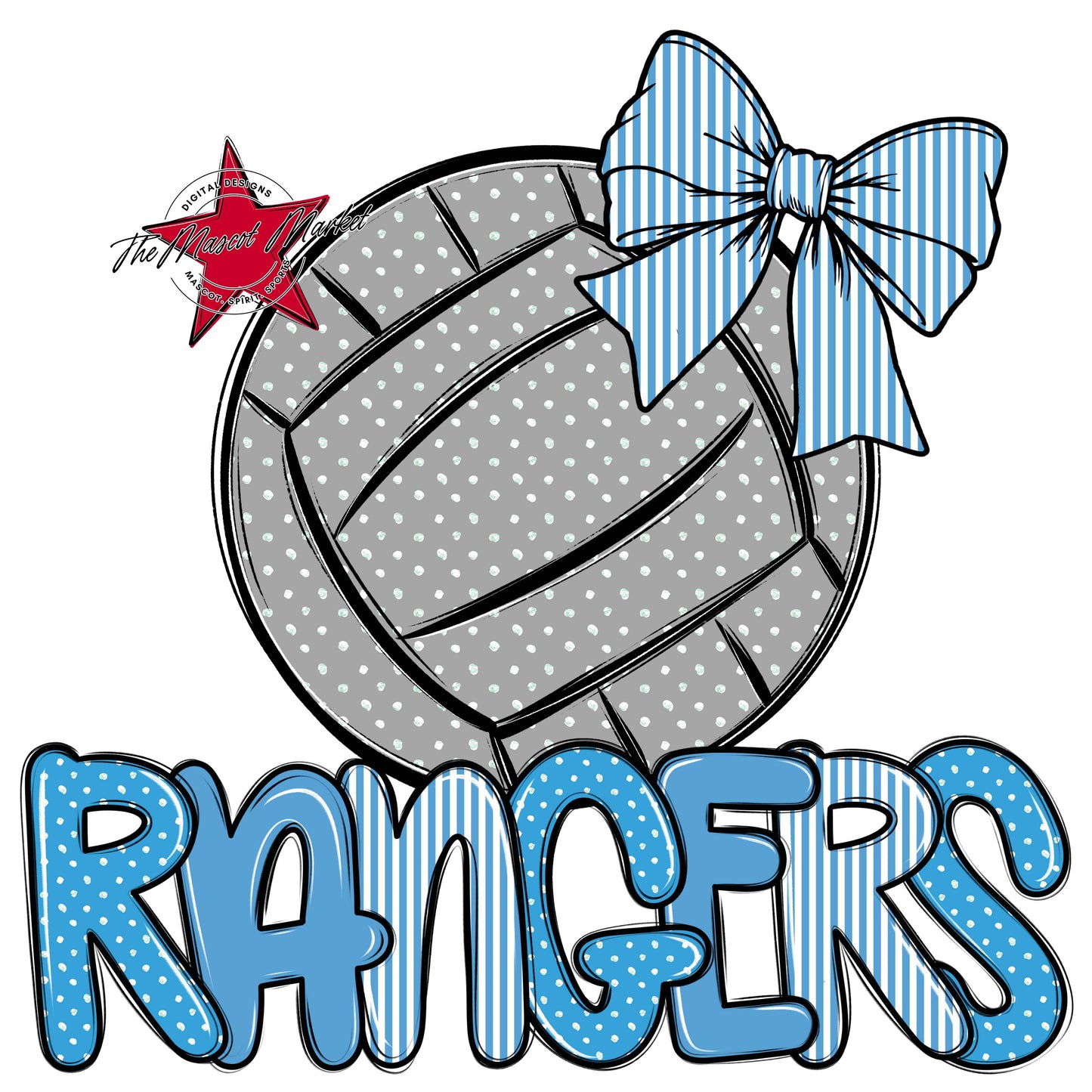 Rangers Volleyball Spirit Design-Carolina Blue