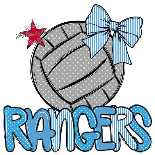 Rangers Volleyball Spirit Design-Carolina Blue