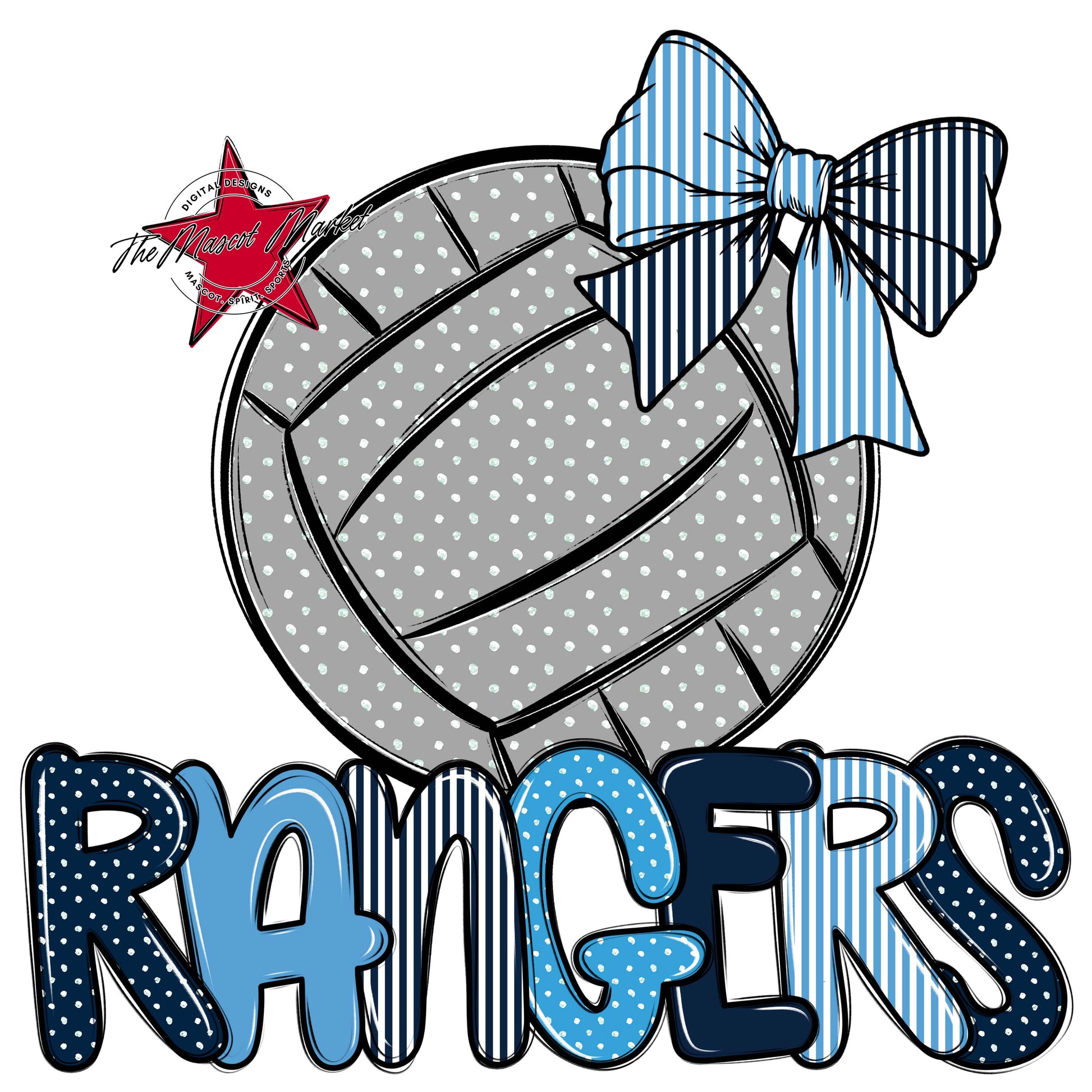 Rangers Volleyball Spirit Design-Navy & Carolina Blue