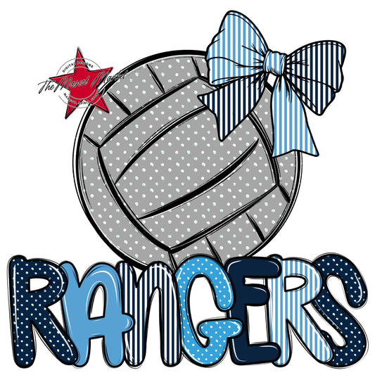 Rangers Volleyball Spirit Design-Navy & Carolina Blue