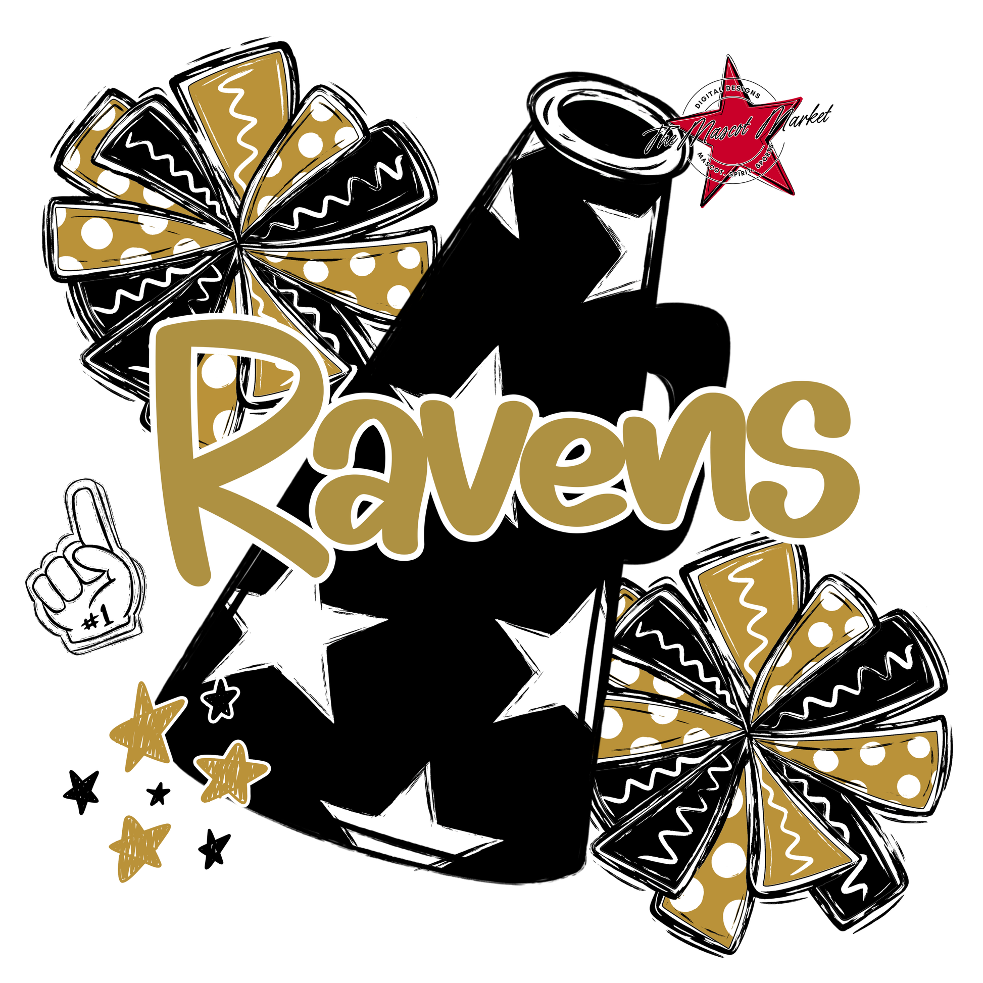 Ravens Alpha Megaphone Design-Gold