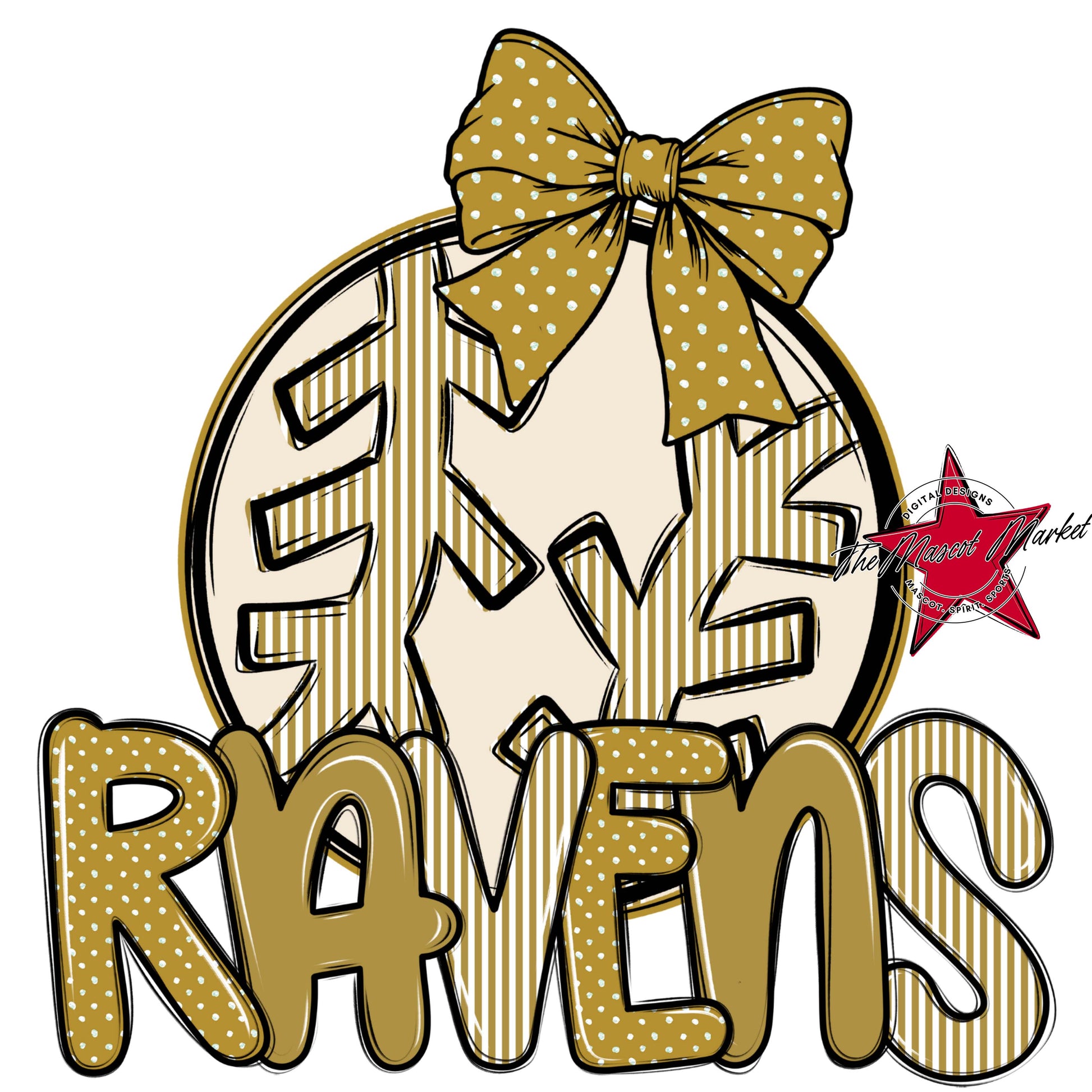 Ravens Baseball-Softball Spirit Design-Gold