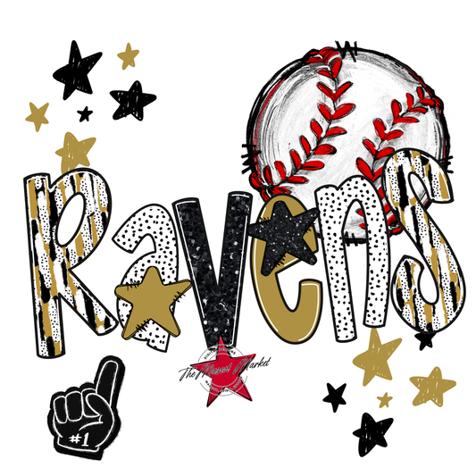 Ravens Baseball Scrape-Gold