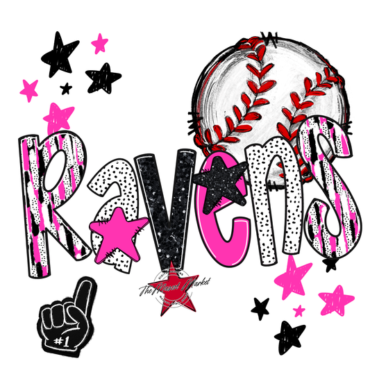 Ravens Baseball Scrape-Pink