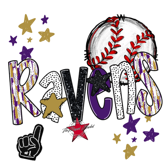 Ravens Baseball Scrape-Purple-Gold