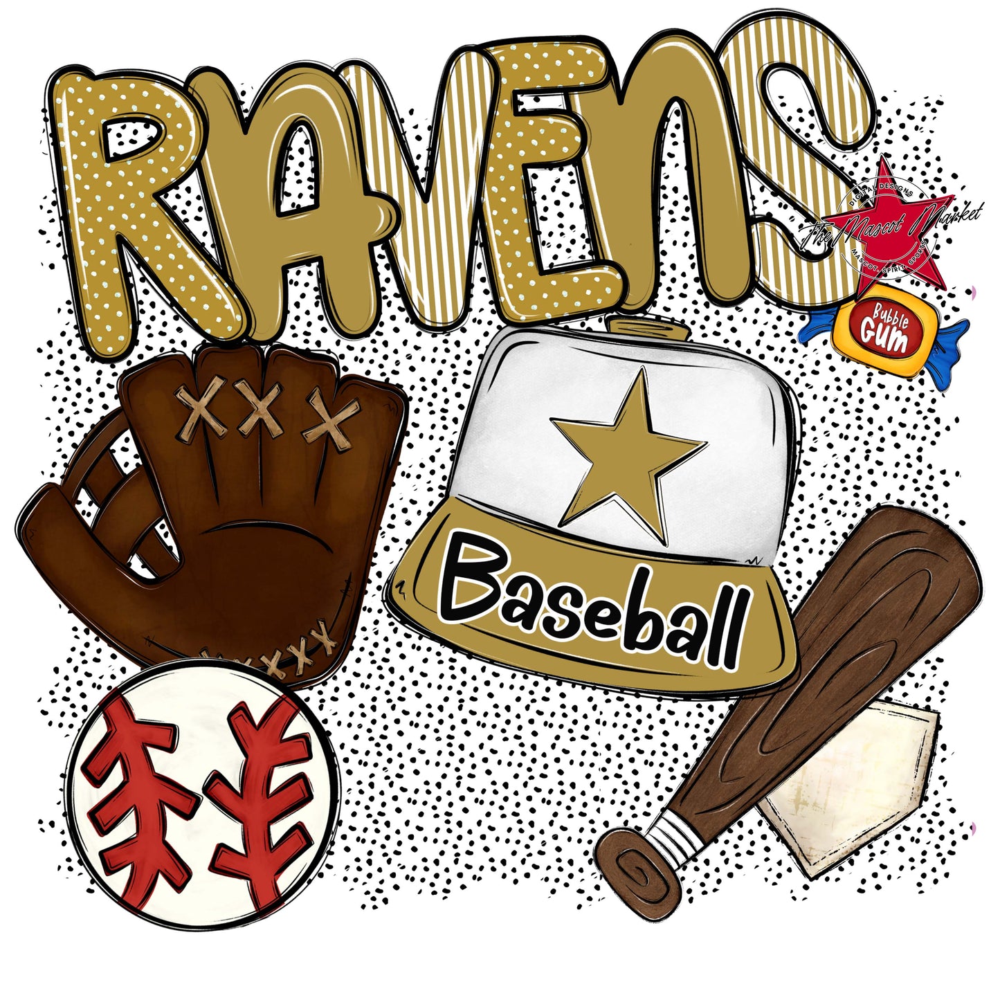Ravens Baseball Spirit-Gold