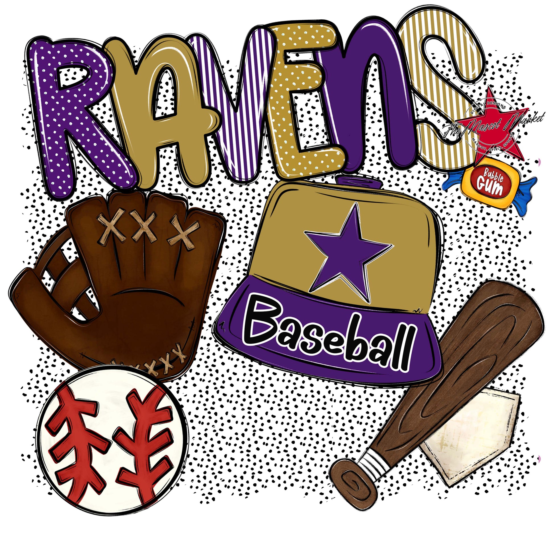 Ravens Baseball Spirit-Purple & Gold