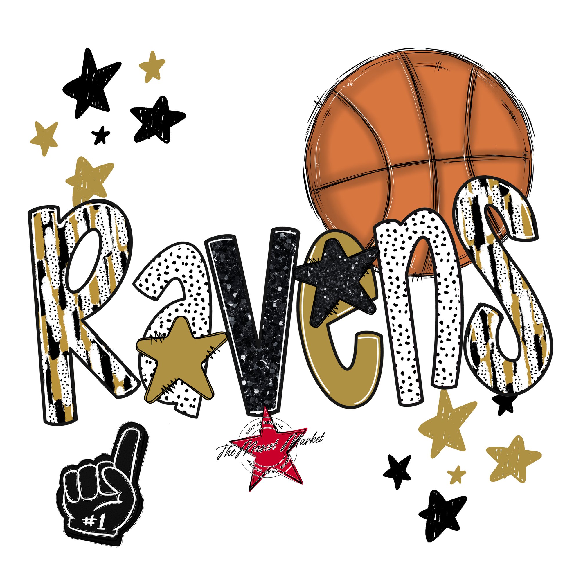 Ravens Basketball Scrape-Gold