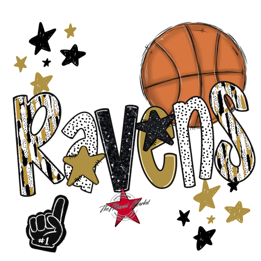 Ravens Basketball Scrape-Gold