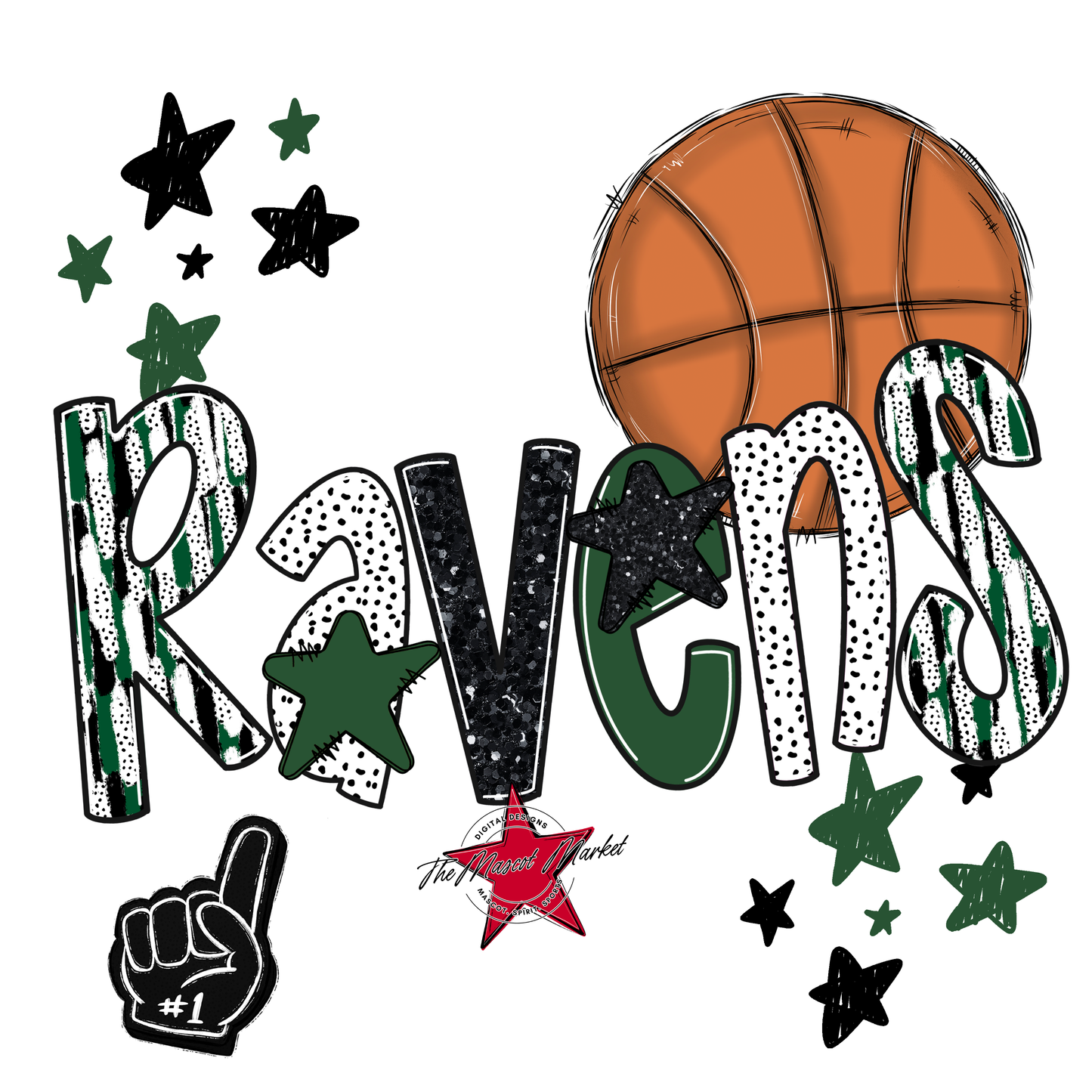 Ravens Basketball Scrape-Green