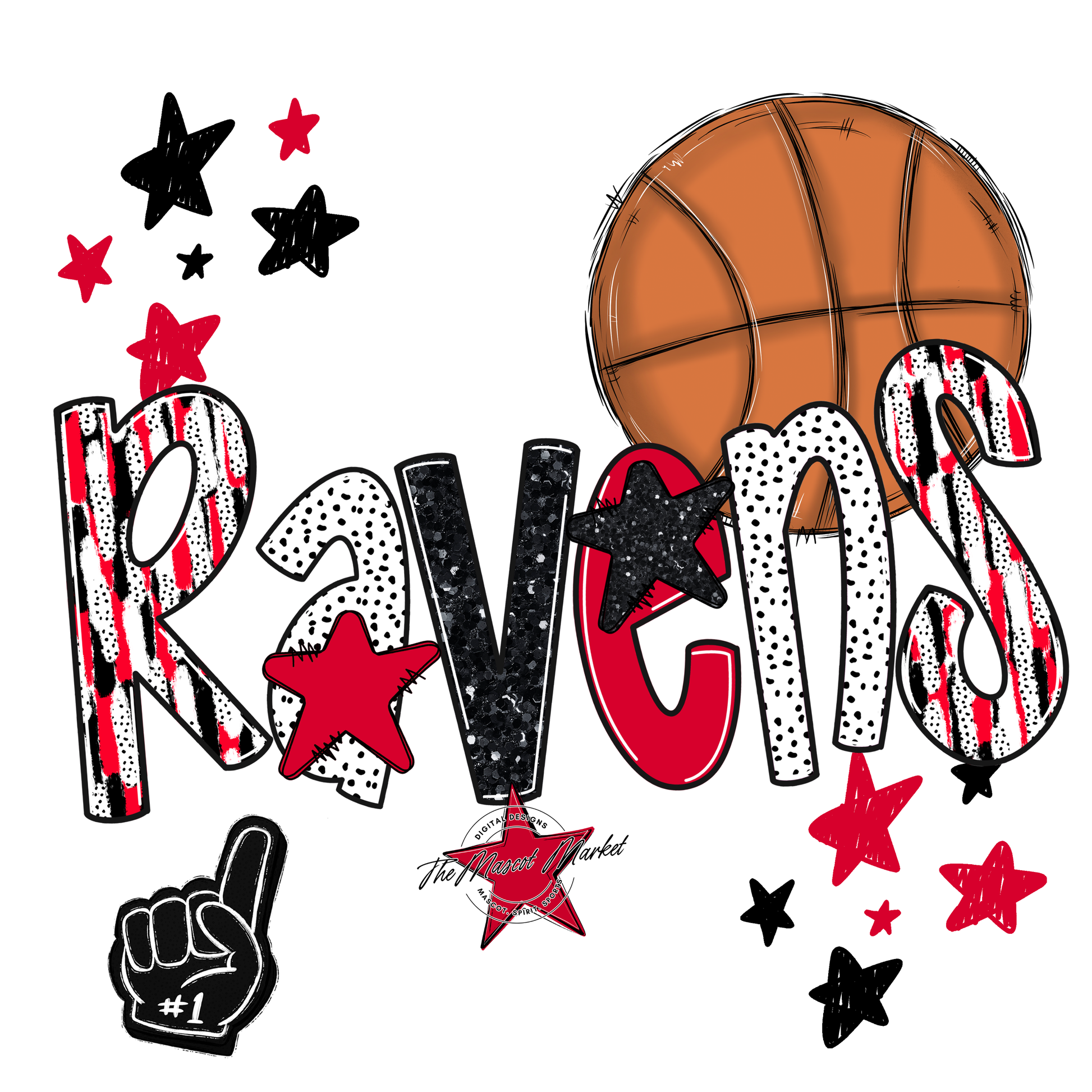 Ravens Basketball Scrape-Red