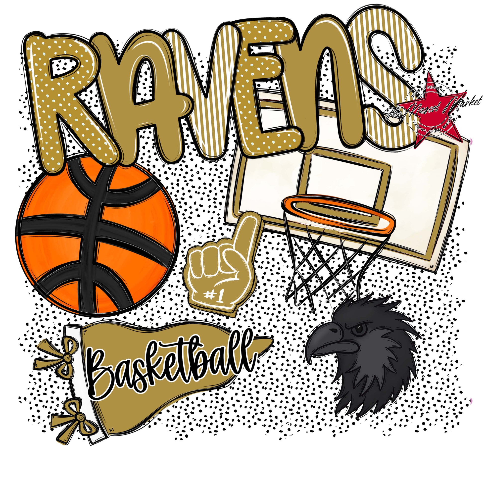 Ravens Basketball Spirit-Gold