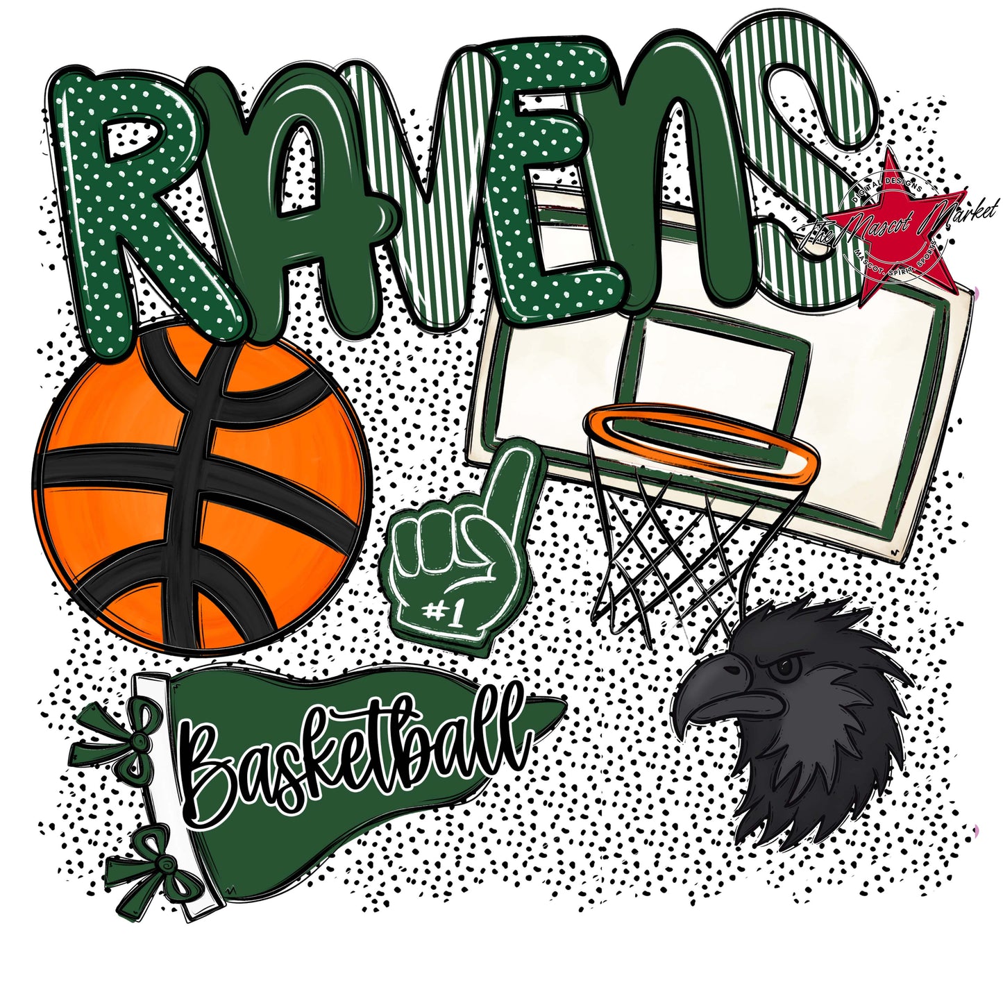 Ravens Basketball Spirit-Green