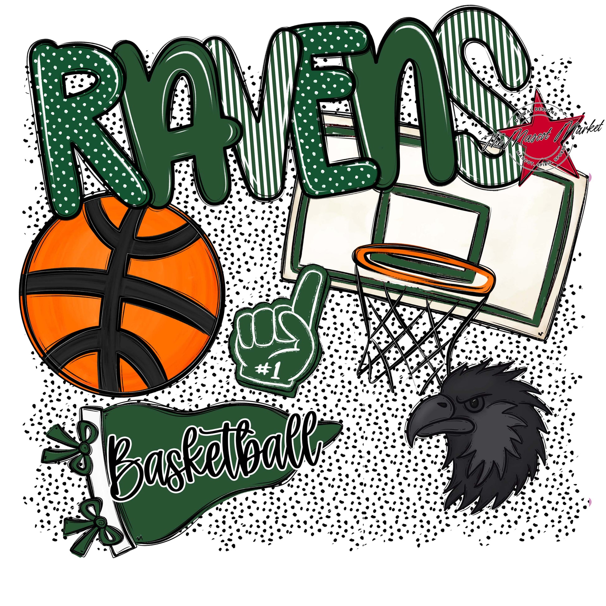 Ravens Basketball Spirit-Green