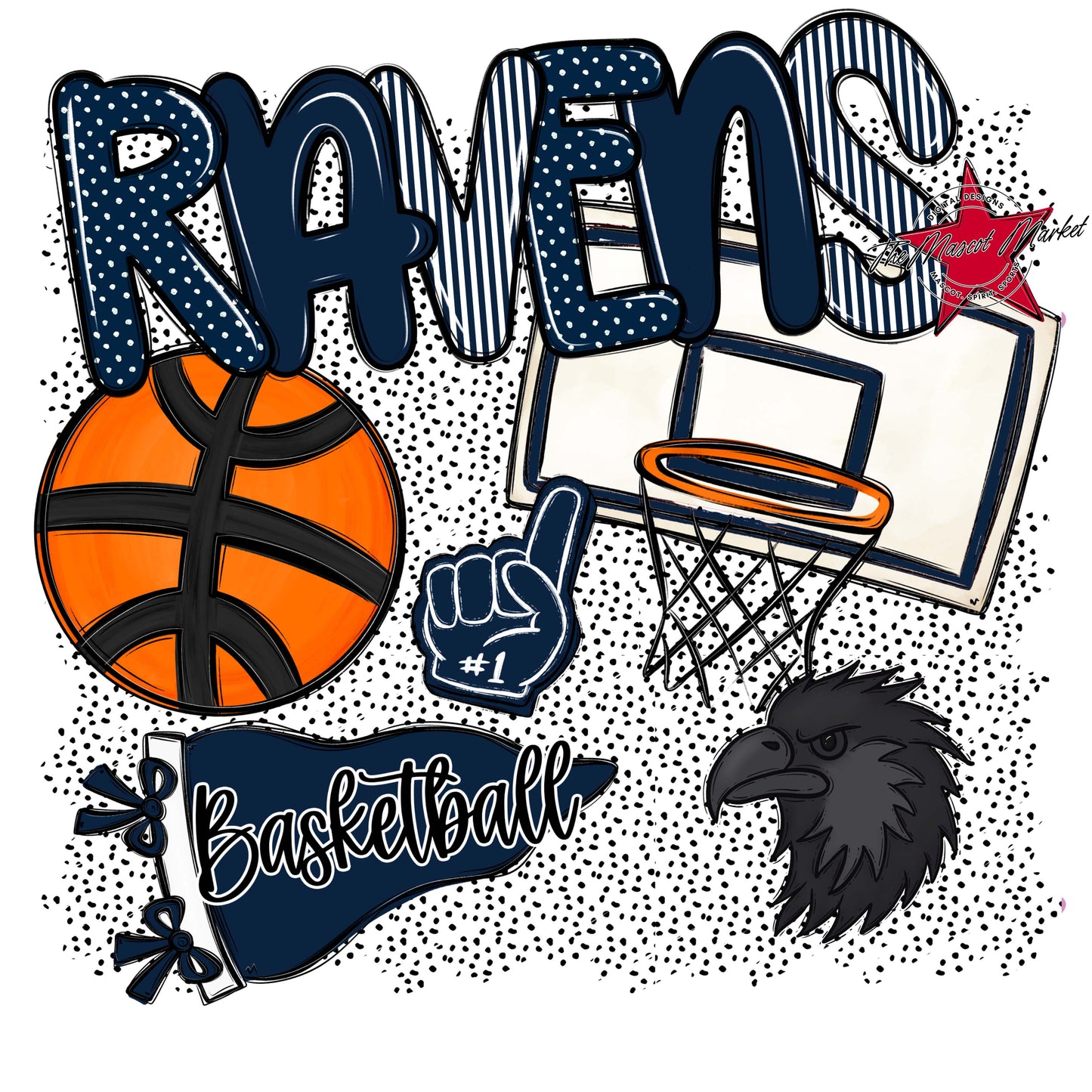 Ravens Basketball Spirit-Navy